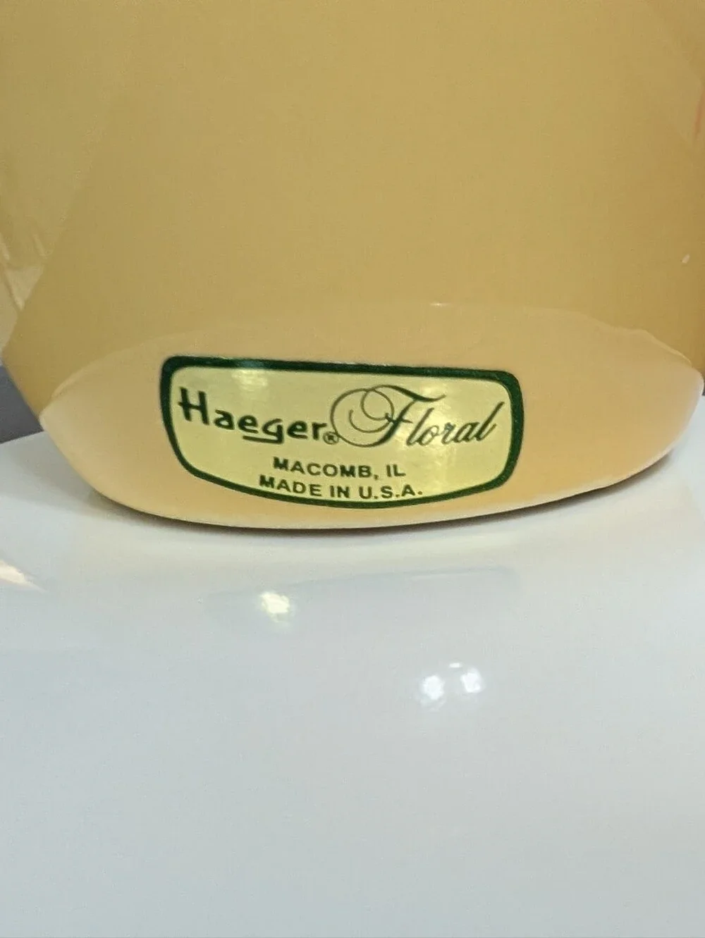 Haeger Pottery Floral Vase Yellow Hourglass Glossy Vintage 8.25
